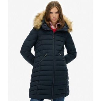 Superdry Halflange donsjas met kap en synthetisch bont