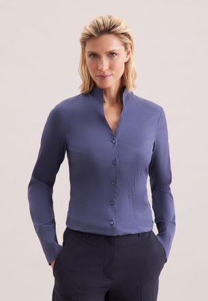 Seidensticker Klassische Bluse SEIDENSTICKER, Damen, Gr. XXL(44), blau (dunkelblau), 75% Baumwolle, 22% Polyamid, 3% Elasthan, unifarben, slim fit, ohne Ausschnitt,