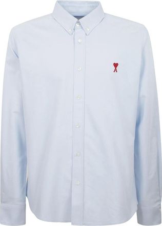 Ami Formal Shirts, male, Blue, Size: XL Button-down Oxford cotton shirt
