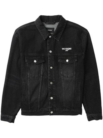 We11done logo-print denim jacket - Black