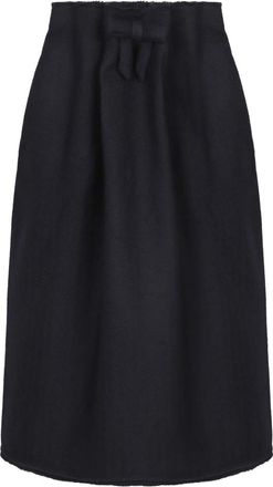 Prada Chevron wollen midi-rok in donkerblauw - Dames - Midirokken - Blauw - M - Wol - Rokken