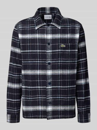 Lacoste Oversized Hemdjacke aus reiner Baumwolle Modell 6CG in Dunkelblau, Gr&ouml;&szlig;e M
