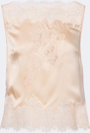 D&ocirc;en D&ocirc;en Viviane lace-trimmed silk satin top