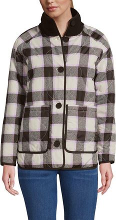 Lands End High Pile Fleece Reversible Mixed Media Long Jacket in Rich Coffee/brown Check at Nordstrom, Size X-Small P