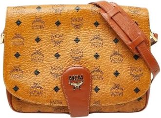 MCM Pre-owned Cross Body Bags, female, Brown, Size: ONE SIZE Pre-owned Visetos Leather Shoulder Bag