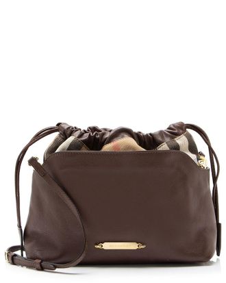 Burberry Beige Leather House Check Little Crush Crossbody (Authentic Pre- Loved)