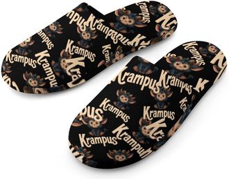 Generic Krampus Cute Mens Cozy Memory Foam Slippers Warm Cotton House Shoes Comfy Slipper for Indoor Outdoor