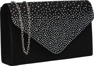 Swankyswans Womens Abby Diamante Envelope Style Bag Clutch Black