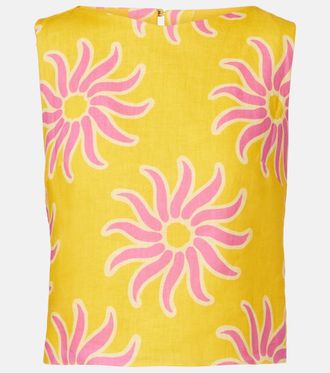 Cala de la Cruz Avelino printed linen crop top