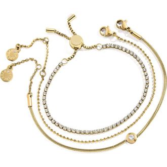 BaubleBar Catherine Set of 3 Water Resistant Bracelets in Goldtone Plate/Cubic Zirconia at Nordstrom