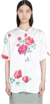 N&deg;21 Blouses, female, White, Size: 2XL Short-Sleeve Blouse with Floral Print