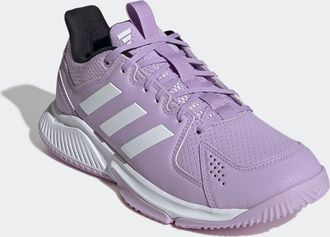 adidas Indoorschuh ADIDAS PERFORMANCE COURT FLIGHT, Damen, Gr. 40,5, weiss (powder plum, cloud wei&szlig;, core schwarz), Synthetik, Textil, Schuhe Indoorschuh, Vo