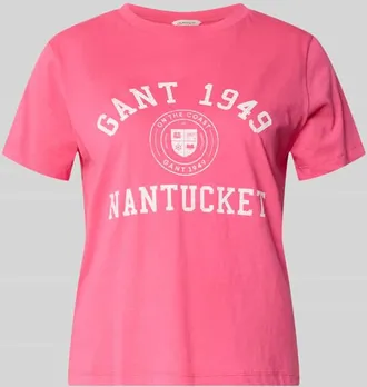 GANT T-Shirt mit Label-Print in Pink, Gr&ouml;&szlig;e XXL