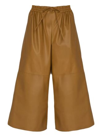 Yves Salomon Leren culotte met trekkoord - Bruin