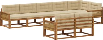 vidaXL Conjunto De Sof&aacute;s De Exterior 8 Uds. Natural Y Beige Vidaxl