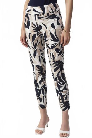 Joseph Ribkoff Tropical Print Slim Fit Pants In Vanilla