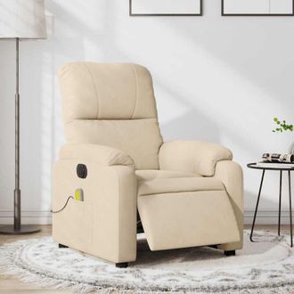 vidaXL Vidaxl - Sill&oacute;n Reclinable Masaje El&eacute;ctrico Tela Microfibra Color Crema