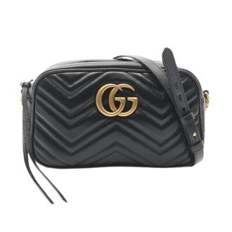 Gucci Pre-owned Cross Body Bags, female, Black, Size: ONE SIZE Pre-owned GG Marmont Leather Shoulder Bag