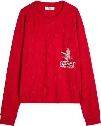 Cherry Los Angeles embroidered long-sleeved T-shirt