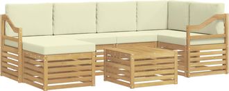 vidaXL Conjunto De Sof&aacute;s De Exterior 7 Uds. Blanco Y Crema Poli&eacute;ster Vidaxl