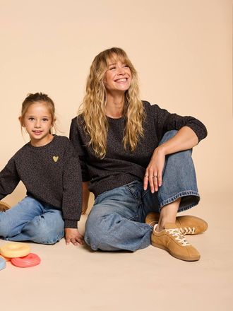 Envie de Fraise Bio-Kollektion: Damen Sweatshirt mit Leoprint ENVIE DE FRAISE, MAMA & TOCHTER-Capsule dunkelgrau