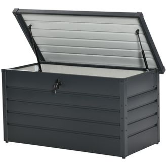 OUTSUNNY Panca Contenitore Da Esterno Con Chiave In Acciaio Grigio - Outsunny