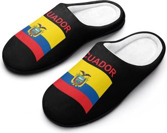Generic Flag of Ecuador Funny Mens Cotton Slippers Soft Non-Slip Rubber Sole House Slipper Indoor Outdoor
