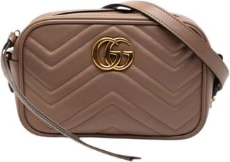 Gucci Pre-owned Quilted Crossbody Bag - Dames - Vintage Schoudertas - Bruin - ONE Size - Leer - Vintage