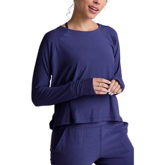 Beyond Yoga Featherweight Long Sleeve T-Shirt in Eternal Blue Heather at Nordstrom, Size Small