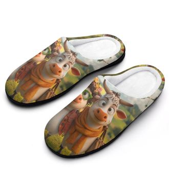 Generic Funny Cows Womens Slippers Warm House Slippers Indoor House Shoes with Anti-Skid Rubber Sole