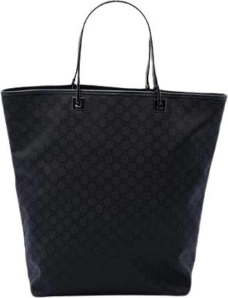 Gucci Pre-owned Canvas Tote Bag - Dames - Vintage Shopper - Zwart - ONE Size - Leer - Vintage