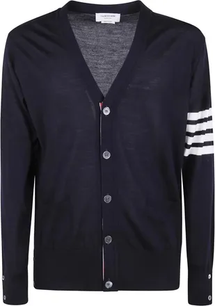 Thom Browne Truien & Vesten, Heren, Blauw, M, Wol, Klassiek V-hals Vest