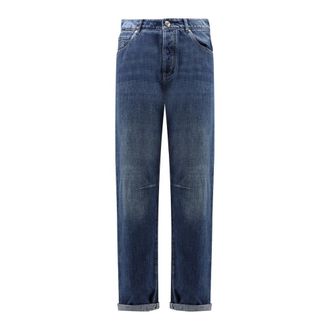 Brunello Cucinelli Loose Fit Jeans, male, Blue, XL, Denim Trousers