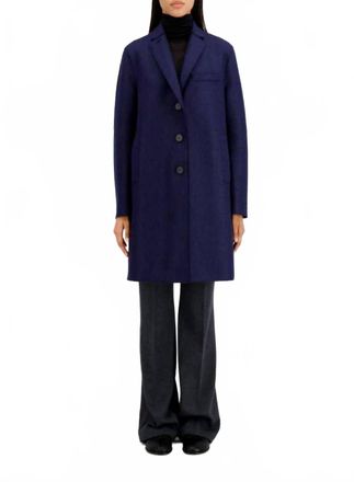 Harris Wharf London Pressed Wool Top Coat In Blue