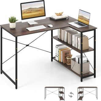 Costway Corner Computer Desk Reversible L-shaped Writing Desk Workstation Gaming Table