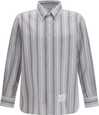 Thom Browne Gray Cotton Pattern Mens Shirt