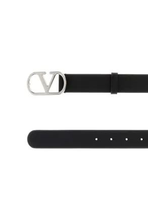 Valentino Garavani Mens Vlogo Belt Black Calf Leather