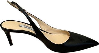 Prada Black Leather Slingback Sandals Size 37.5