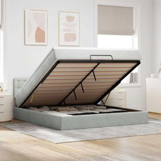 vidaXL Vidaxl - Estructura De Cama Otomana Con Colch&oacute;n Gris Claro 160x200cm
