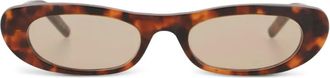 Saint Laurent Zonnebril met ovalen montuur en schildpadschild effect - Bruin