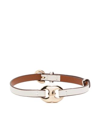 Tory Burch Gemini leather bracelet - women - Leather - One Size - White