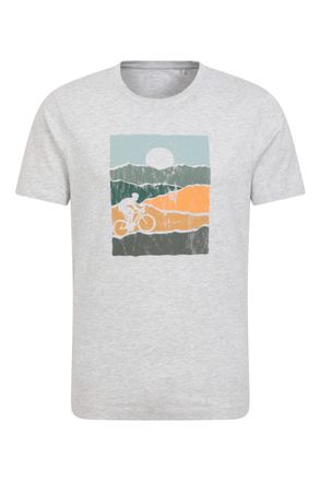 Mountain Warehouse Bike Mens Tee - Cotton T-Shirt, Lightweight Top, Breathable, Relaxed Fit - for Summer, Cycling, Outdoors & Triathlons Light Grey (Bike) XS