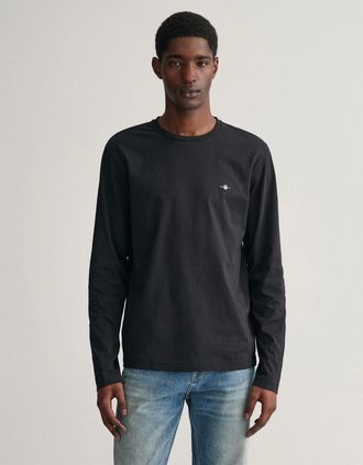 GANT Mens GANT Mens Regular Fit Long Sleeve Shield Logo T-Shirt - 5 Black - Size: 44