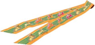 Herm&egrave;s Pre-owned Scarves, female, Orange, Size: ONE SIZE Pre-owned Twilly Scarf Pani La Shar Pawnee