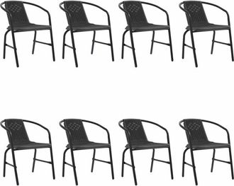 vidaXL Garden Chairs 8 pcs Plastic Rattan and Steel 110 kg vidaXL