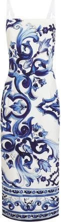 Dolce & Gabbana Abito midi con stampa maioliche - Blu