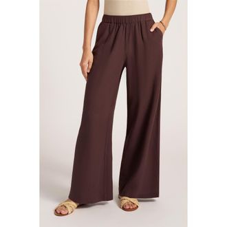 Matty M Seraphine Wide Leg Linen Blend Pants in Chocolate at Nordstrom, Size X-Small