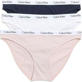 Calvin Klein Carousel 3-Pack Bikini Panty Set in Shoreline/White/Stripe Cedar at Nordstrom Rack, Size Medium