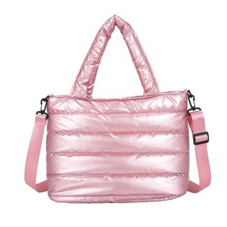 Generic Women Winter Handbags Mobile Space Glossy Female Down Bags Cotton-padded Jacket Shoulder Handbag Cheap Items 2025 Christmas(PINK)