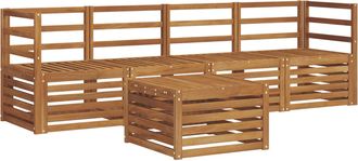 vidaXL Conjunto De Sof&aacute;s De Exterior 5 Uds. Natural Vidaxl